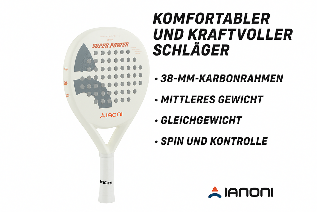 IANONI SUPER POWER Padel Schläger – 3D Carbon Oberfläche